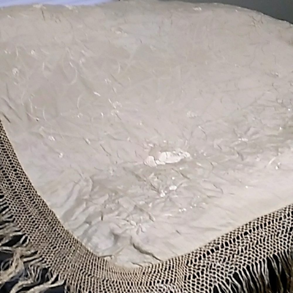 50" for 50" exquisite embroidery shawl beige color.